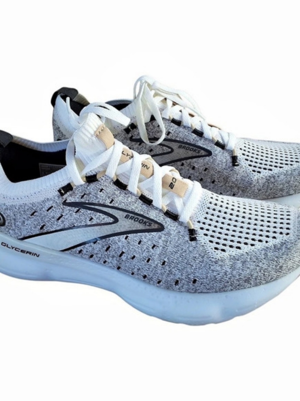 Brooks Glycerin 20 StealthFit Gray & White Running Shoes Womens Sz 8